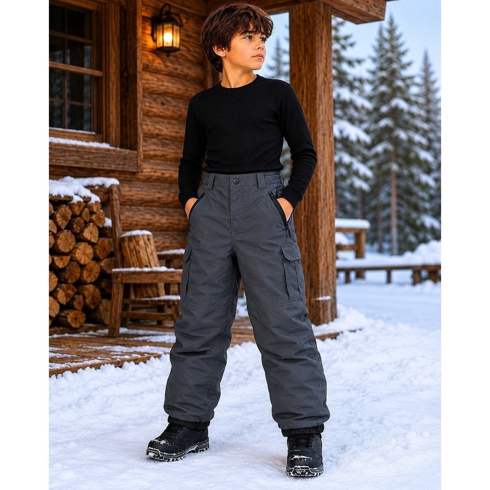 Turbine Youth XL Gray Insulated Snow Ski Cargo Pants Winter Waterproof‎